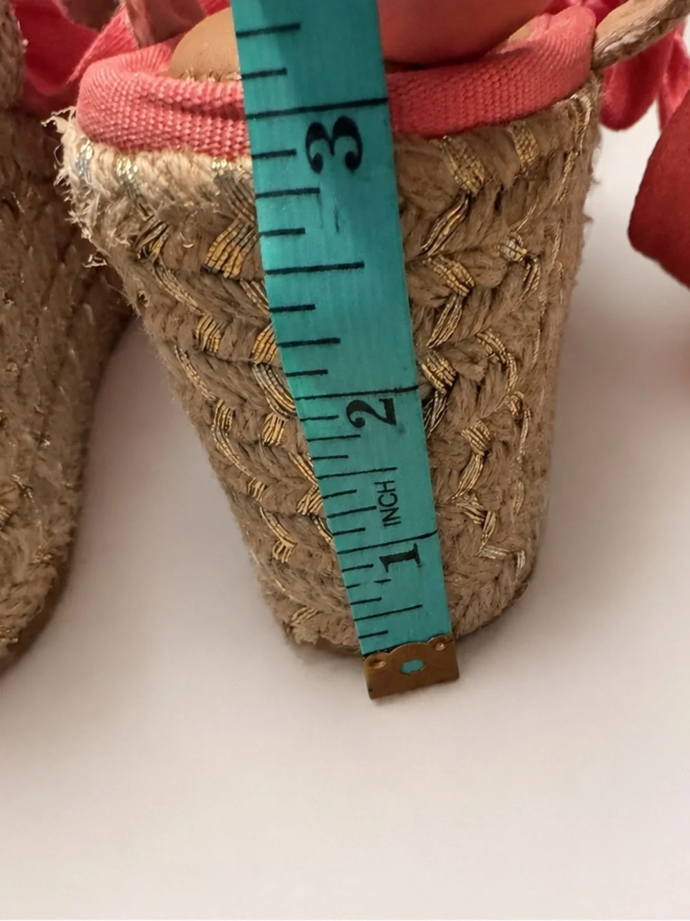 Kelly & Katie Floral Espadrille Wedges Size 8M Coral Lace-Up Ankle Tie